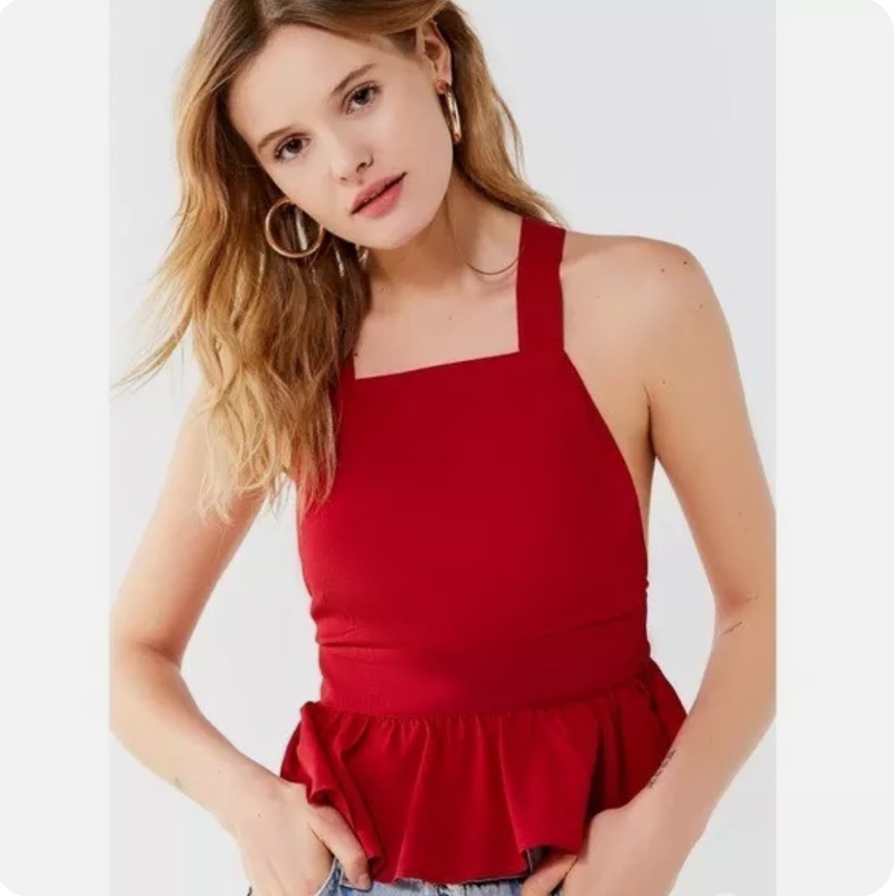 Urban Outfitters Red Peplum Bow Cami